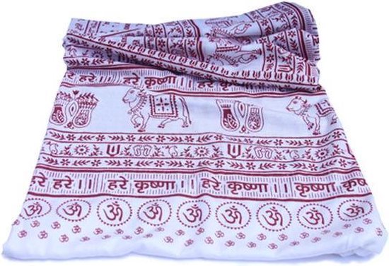Meditatie omslagdoek met mantra Maha, XL, 220 x 106 cm, wit