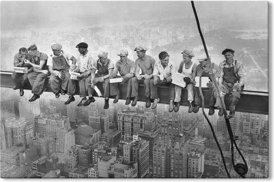Tableau sur toile Déjeuner au sommet d'un gratte-ciel - 90x60 cm