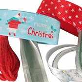 Luxe Set Kerstlinten XL | Kerst Lint | IJsbeer  | Licht Blauw Rood Zilver | Cadeaulint | Kerstversiering | 6 x 3 Meter
