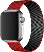 Milanese Loop Armband Voor Apple Watch 42/44 MM Iwatch Metalen Milanees Horloge Band – Meerdere nieuwe kleuren - Rood/Zwart Let op: smartwatch wordt niet meegeleverd, alleen het ba