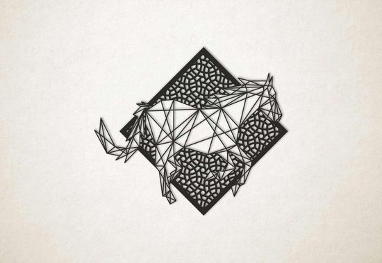 Line Art - Horse 4 avec fond - M - 60x69cm - décoration murale géométrique