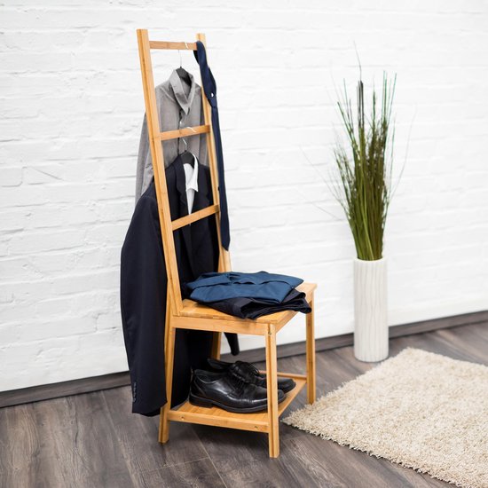 Wijzer toewijzen zelf Relaxdays dressboy bamboe, kledingrek, dress-chair, kledingstandaard, hout  bruin | bol.com