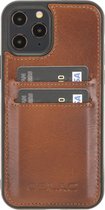 Hoesje iPhone 12 / 12 Pro 6.1'' Oblac® - Full-grain leer - Back Cover - 2 kaartvakken - Cognac Bruin