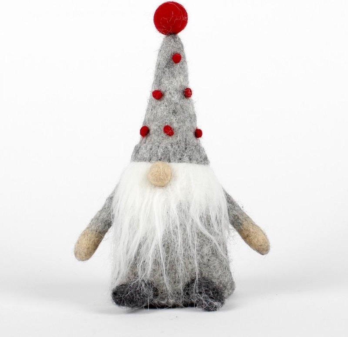 Set Van 3 Scandinavische Kerstboom Kabouter Ornamenten - Grijs Pak - Zacht Vilt & Pluche