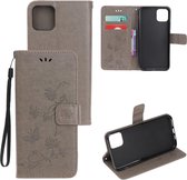 iPhone 12 Mini Hoesje - Coverup Bloemen & Vlinders Book Case - Grijs
