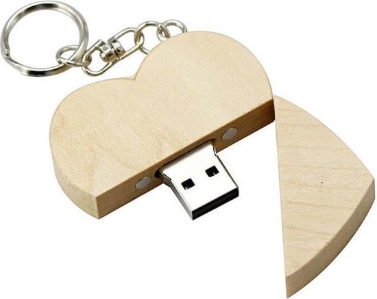 Clé USB coeur en bois 16 Go