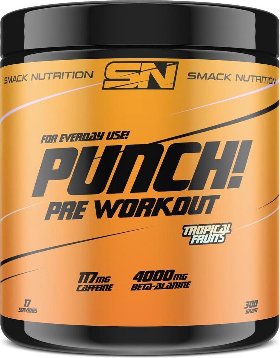 Smack Nutrition - Punch (Medium) Pre Workout / Pre-Workout / Preworkout - Tropical Fruits - 300 gr