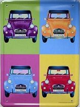 Citroen 2CV Warhol.  Metalen Wandbord 15 x 20 cm