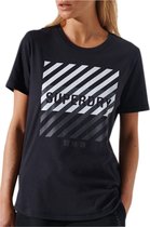 Superdry Core  Sportshirt - Maat XS  - Vrouwen - zwart/wit