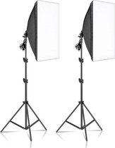Grandecom® Pro Softbox Studiolamp Set - Met Statief - Diffuser - 20W LED Lampen - 50x70 cm - 200cm hoog - Zwart