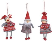 3 x Kersthanger - Eland + Kerstman + Sneeuwpop - Gebreide Stof - Kerstboom versiering