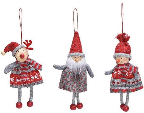 3 x Eland Kerstman + Sneeuwpop - Gebreide - Kerstboom versiering | bol.com