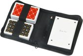 LONGFIELD 2 DECKS PLAYING CARDS NORMAL 4 INDEX IN PU LEATHER CASE WITH PENCIL AND SCOREBLOCK