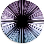 Dibond Wandcirkel - Paars/Blauwe Lichtstralen - 50x50cm Foto op Aluminium Wandcirkel (met ophangsysteem)
