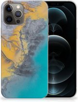 Leuk Hoesje iPhone 12 Pro Max Telefoonhoesje Marble Blue Gold