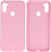 Bestcases Color Telefoonhoesje - Backcover Hoesje - Siliconen Case Back Cover voor Samsung Galaxy A11 - Roze