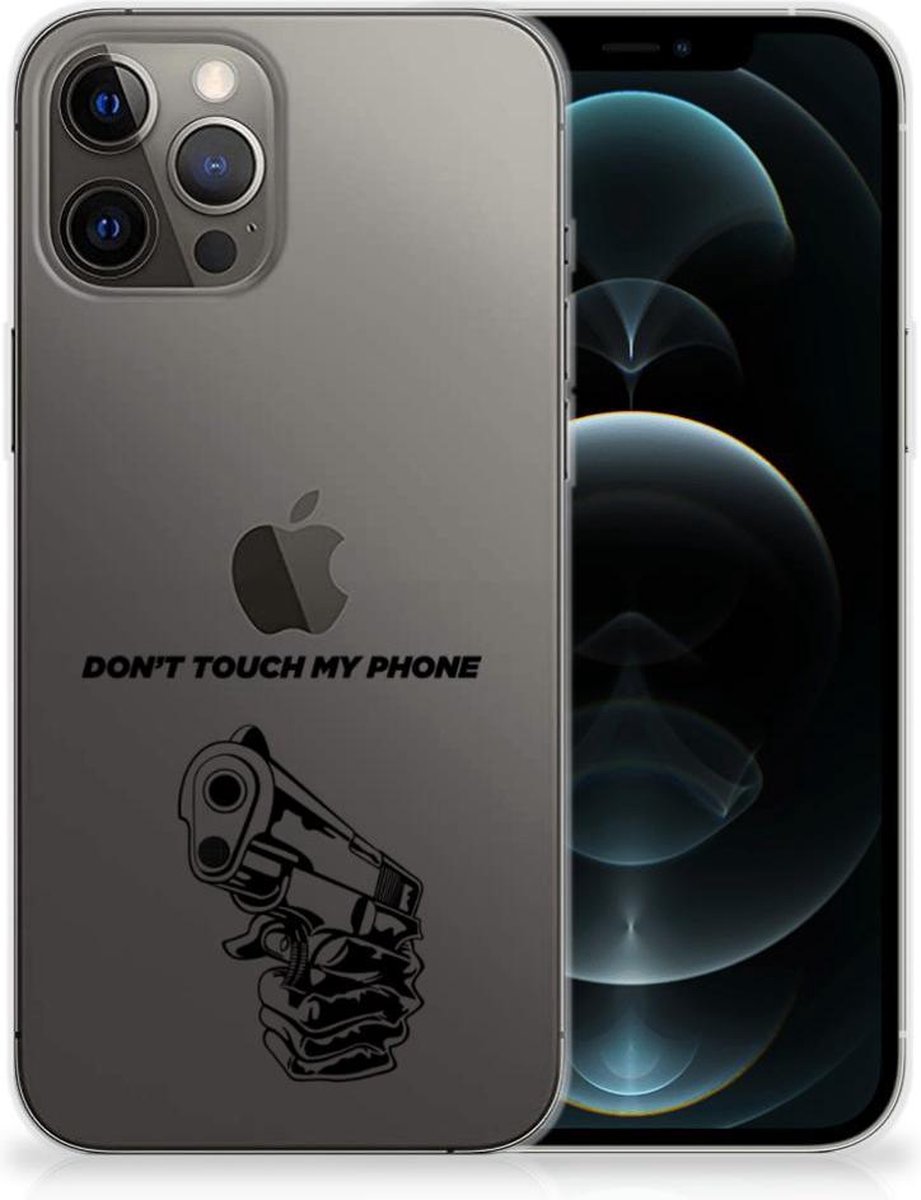 iPhone 12 Pro Max Silicone-hoesje Gun Don't Touch My Phone