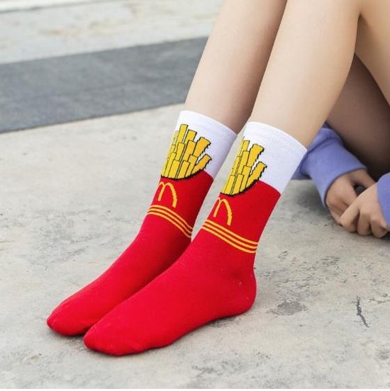 Fun sokken 'McDonalds Frietjes/Fries' (91221) friet patat happy socks  vrolijke sokken... | bol.com