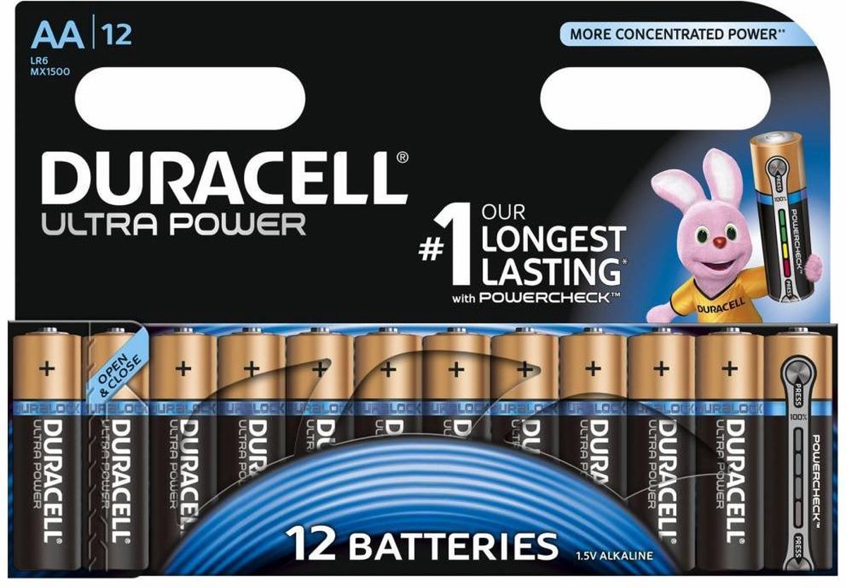 Duracell Ultra alkaline AA-batterijen, verpakking van 12