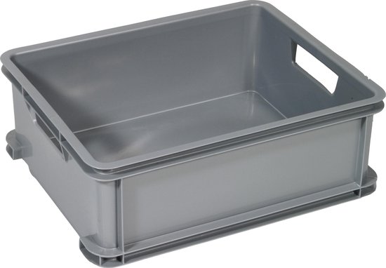 Grijze Curver Unibox stapelbak van kunststof met handvatten.