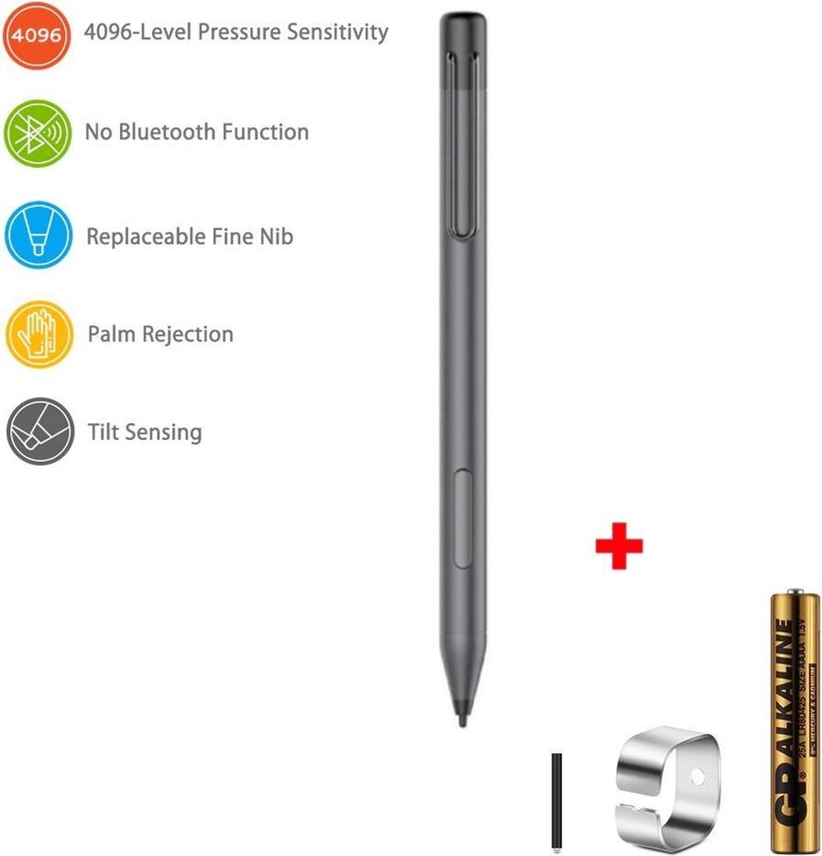 DrPhone - Actieve Stylus Pen - 4096 Drukpunten - Voor Microsoft Surface Pro  4, 5, 6, 7... | bol.com