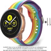 Regenboog kleurig Siliconen sporthorlogebandje voor bepaalde 20mm smartwatches van verschillende bekende merken (zie lijst met compatibele modellen in producttekst) - Maat: zie foto – 20 mm rainbow rubber smartwatch strap