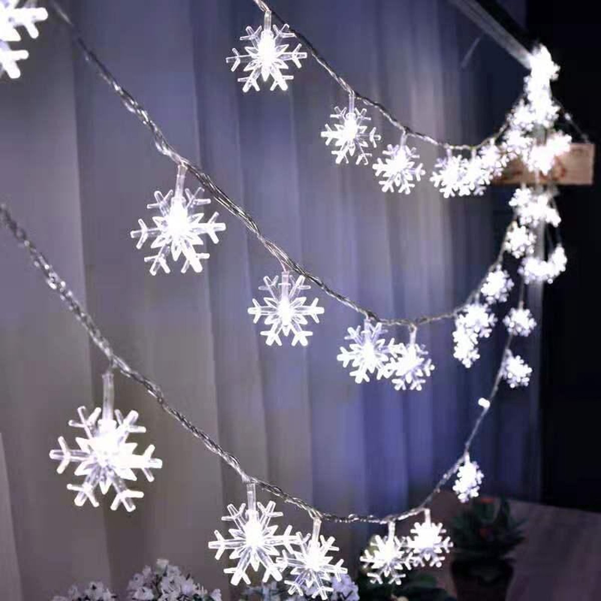 Kerstlampen Slinger Sneeuwvlokjes Wit (3 meter)
