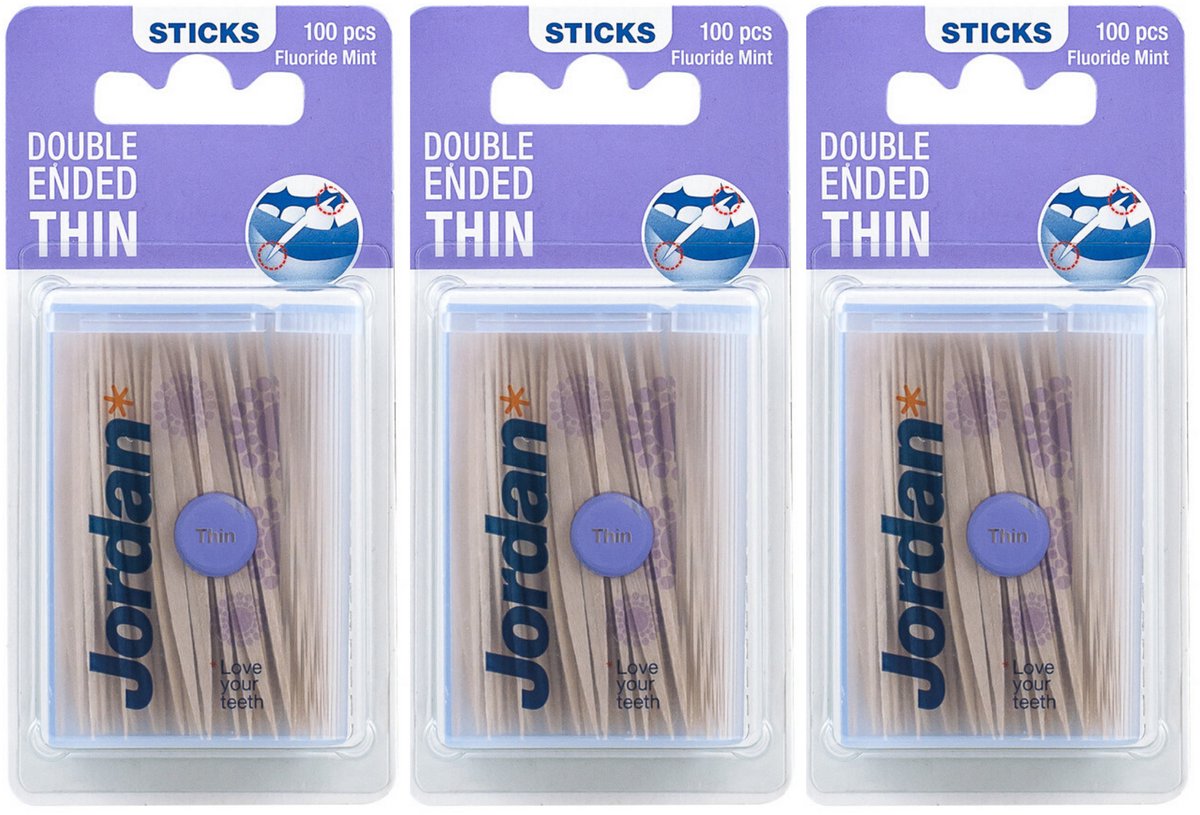 Bol.com Jordan Tandenstoker Dun - 3x 100 Stuks - Voordeelverpakking aanbieding