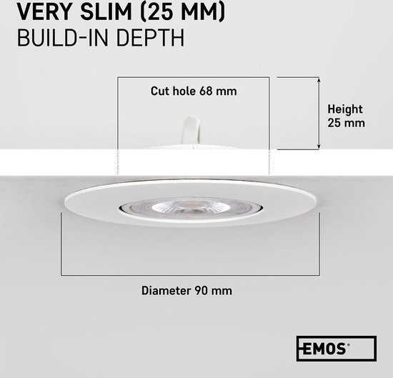 Emos Exclusive Wit Set van 3 LED Inbouwspots, 300 vervangt 35W, LED... | bol.com