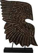 Teakhouten vleugel op voet - Handgemaakte woondecoratie - Bruin/zwart - 55 x 30 x 16 cm