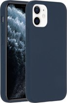 Accezz Hoesje Geschikt voor iPhone 12 Mini Hoesje Siliconen - Accezz Liquid Silicone Backcover - Donkerblauw
