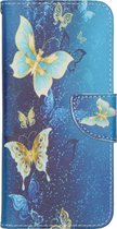 Hoesje Met Pasjeshouder Geschikt voor Samsung Galaxy S20 FE - Design Softcase Bookcase (Binfen) smartphone - Meerkleurig / Blue Butterfly