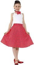 Jaren 50 Kostuum | Rode Stippen Jaren 50 Polka Dot | Meisje | Small / Medium | Carnaval kostuum | Verkleedkleding