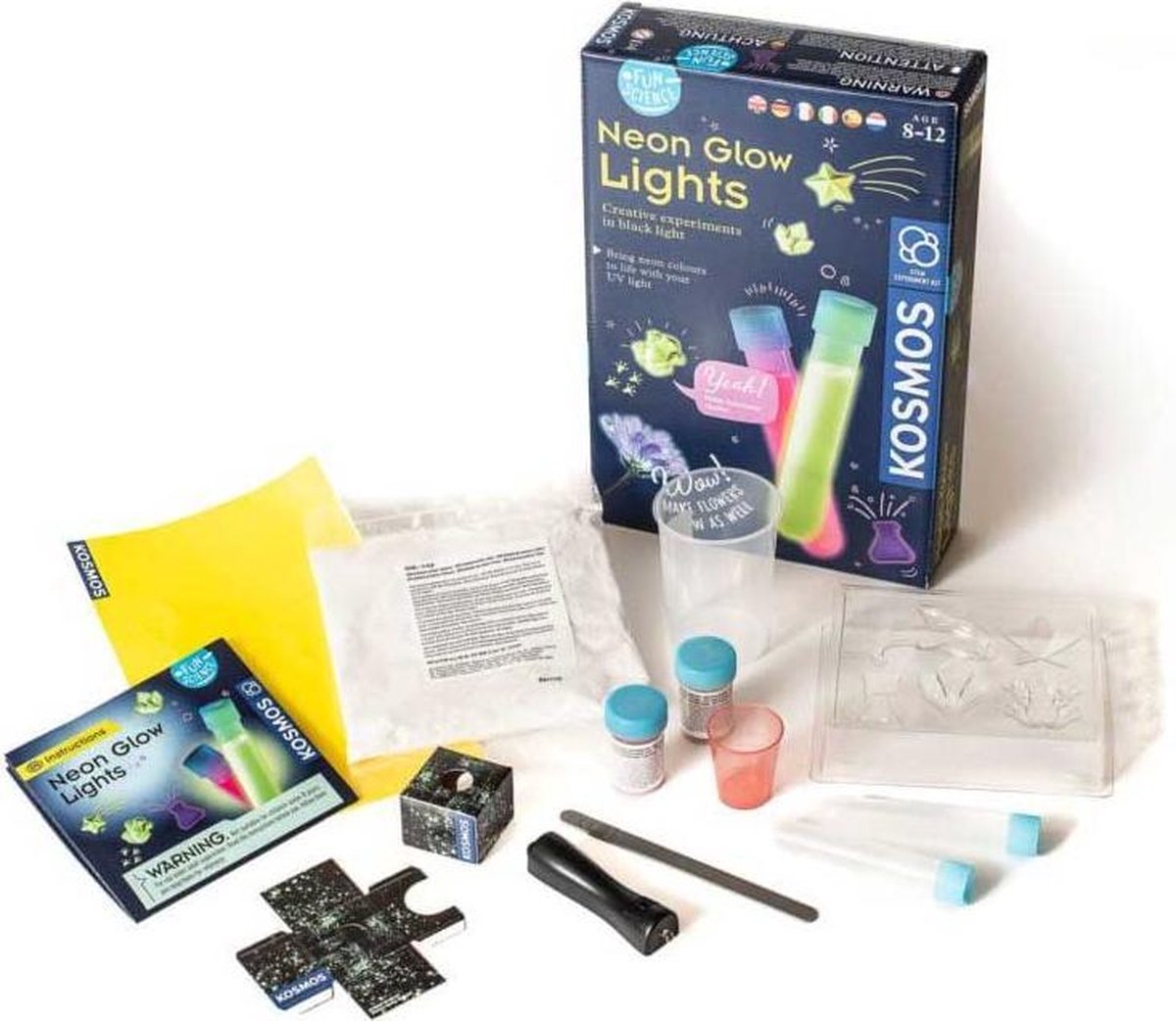KOSMOS Neon Glow Lights - Experimente met UV-Licht - Maak Neonverf, Gipsfiguren en Lichtgevende Kunstwerken - Inclusief UV-Lamp - Creatieve STEM Experimenteerset - Vanaf 8 Jaar — afbeelding 16