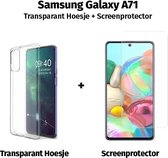 Samsung Galaxy A71 Transparant Siliconen TPU Hoesje + Screenprotector / Gehard Glas
