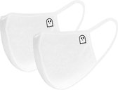 2x wit katoen wasbaar spooky mondmasker met plaats voor filter