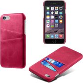 Card Case voor Apple iPhone 8 | iPhone 7 | iPhone SE 2020 | PU Leren Back Cover | Luxe Telefoonhoesje | Pasjeshouder | Roze