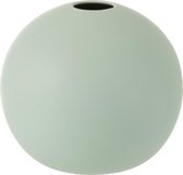 J-Line Vaas Bol Keramiek Mat Pastel Groen Medium Set van 2 stuks