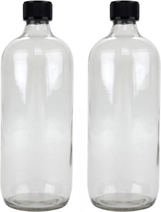 8x Glazen flessen met - Kruiken - 1000 ml - Ronde glasflessen / flessen met... | bol.com