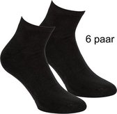 Bamboe enkelsokken heren en dames met badstof zool – Zwart - maat 40/46 - merk Boru – 3 x 2-pack = 6 paar
