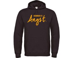 Remmen is Angst wintersport hoodie zwart M - okergeel - soBAD. | Foute apres ski outfit | kleding | verkleedkleren | wintersporttruien | wintersport dames en heren