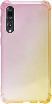 ADEL Siliconen Back Cover Softcase Hoesje Geschikt voor Huawei P20 Pro - Kleurovergang Roze Geel