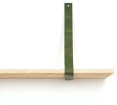 Leren plankdrager  Groen - 2 stuks - 92 x 4 cm - Industriële plankendragers   - met koperkleurige schroeven