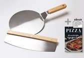 Pizzaschep RVS Rond met Pizzasnijder - Pizzaspatel - Taartschep - Pizzames - Inclusief Recepten E-Book