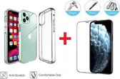 2-In-1 Screenprotector Hoesje  Bescherming Protector Set Geschikt Voor Apple iPhone 12 Pro (6.1 Inch) - Full Cover 3D Edge Tempered Glass Screen Protector Met Siliconen Back Besche