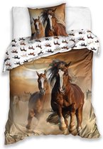 BedTex Dekbedovertrek Wild Horses - Eenpersoons - 140x200 cm - Bruin