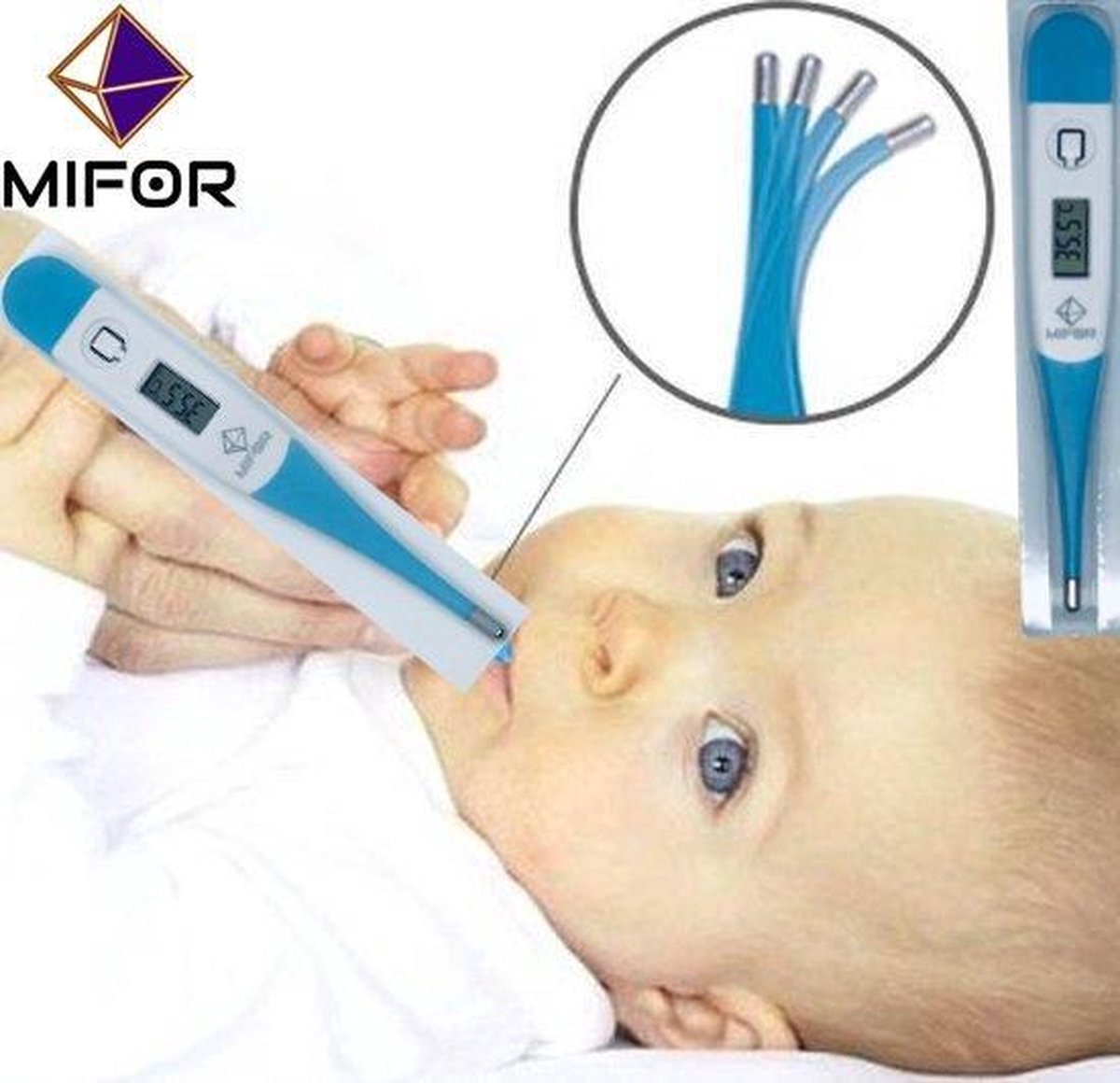 MIFOR Staafthermometer met Flexibele Tip Digitaal Baby Thermometer