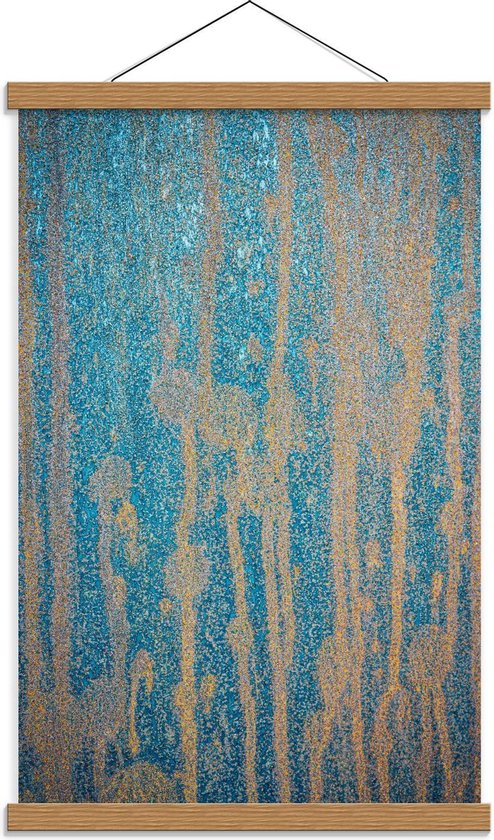 Schoolplaat – Blauwe Muur met Geel - 40x60cm Foto op Textielposter (Wanddecoratie op Schoolplaat)