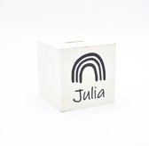 Houten spaarpot met naam - Julia