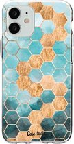 Casetastic Apple iPhone 12 Mini Hoesje - Softcover Hoesje met Design - Honeycomb Art Blue Print